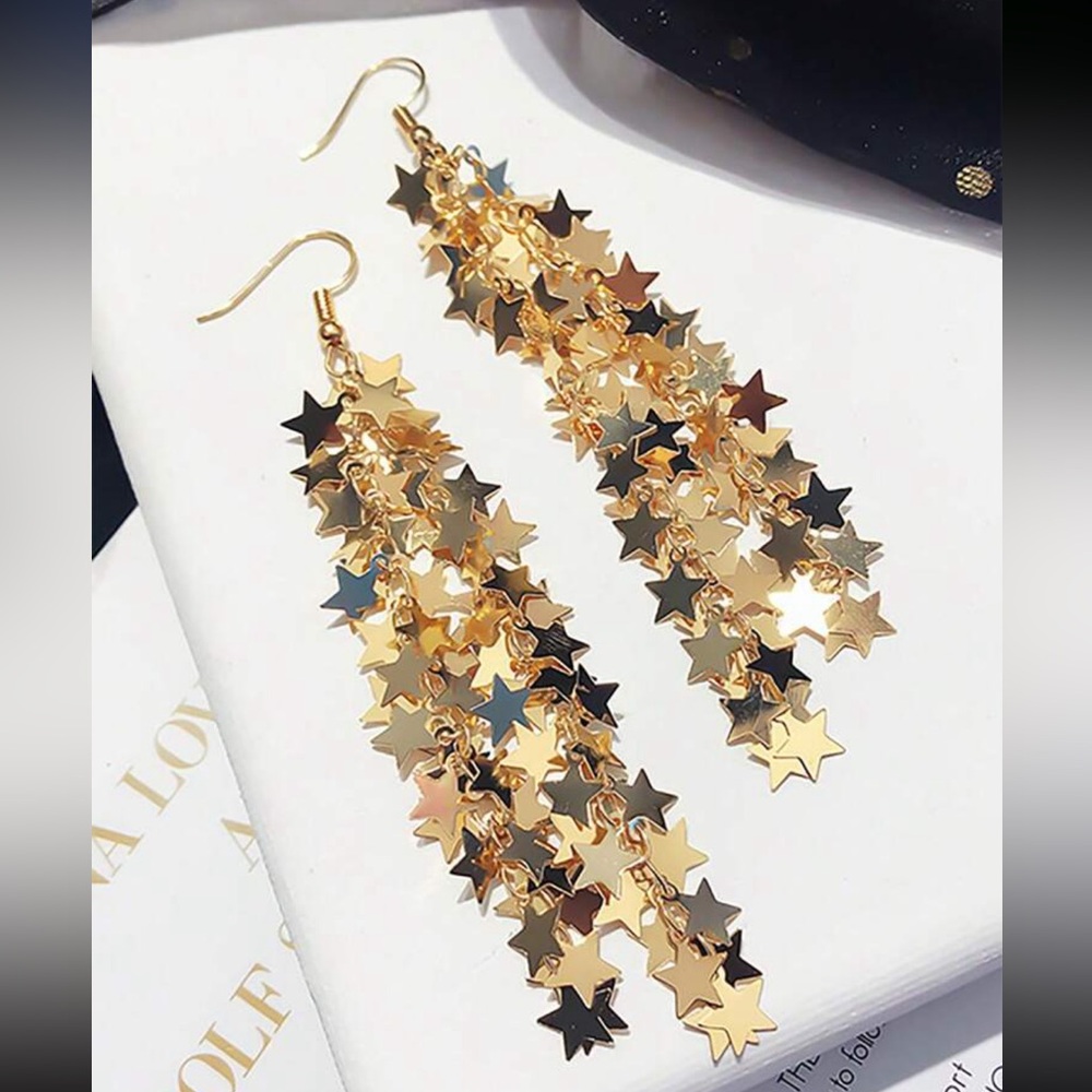 Meteor Shower Star Earrings, Star Tassel Earrings, Meteor Shower Earrings